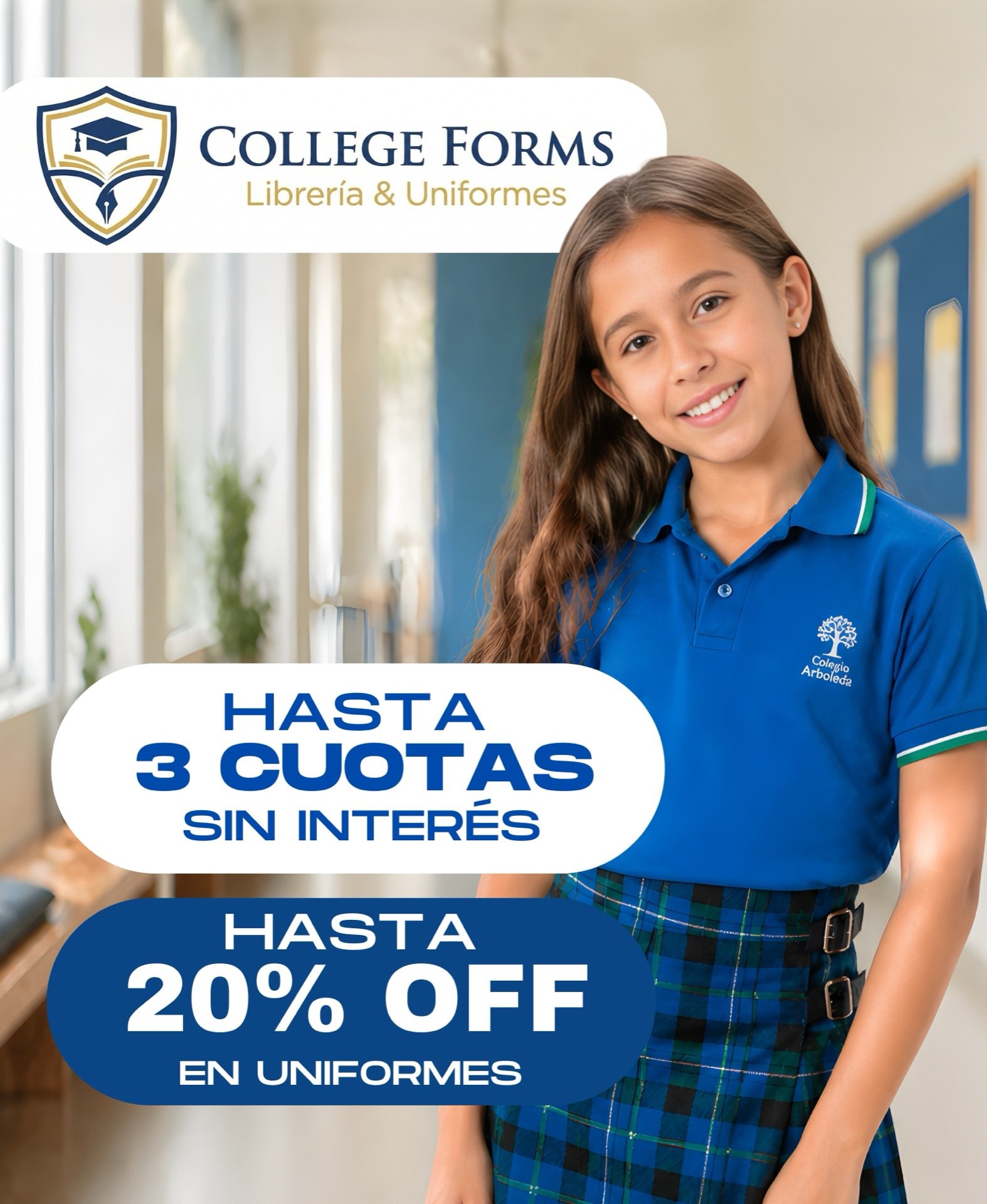 Banner mobile College Forms - Promocion 20% OFF en uniformes escolares