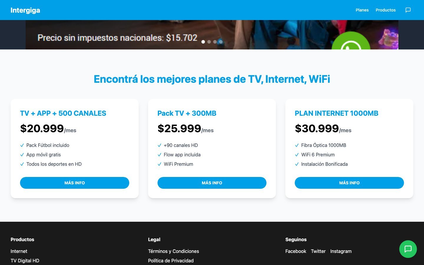Intergiga - Pagina de Telefonia - Efectos Virales portfolio