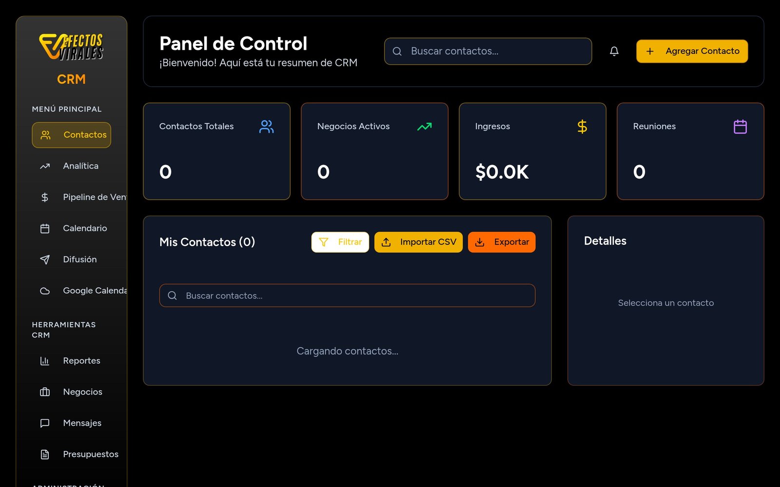 CRM Dashboard — CRM by Efectos Virales